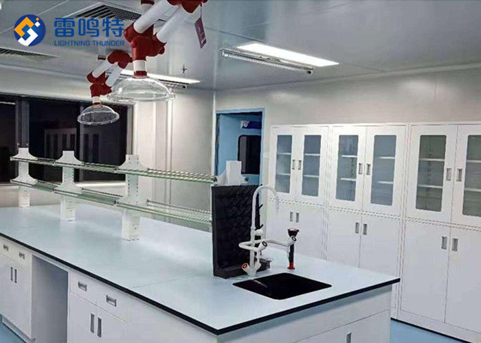 Floor Type Fireproof Laboratory Work Benches With Lockers Reagent Rack